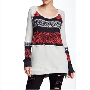 Free People XS Snow Angel Pullover Sweater bohemian high low